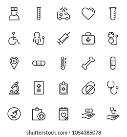 Pharmaceutical icon set. Collection of high quality black outline logo for web site design and mobile apps. Vector illustration on a white background.
