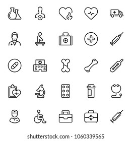 Pharmaceutical icon set. Collection of high quality black outline logo for web site design and mobile apps. Vector illustration on a white background.