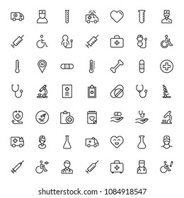 Pharmaceutical icon set. Collection of high quality black outline logo for web site design and mobile apps. Vector illustration on a white background.