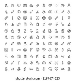 Pharmaceutical icon set. Collection of high quality black outline logo for web site design and mobile apps. Vector illustration on a white background.
