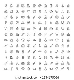 Pharmaceutical icon set. Collection of high quality black outline logo for web site design and mobile apps. Vector illustration on a white background.