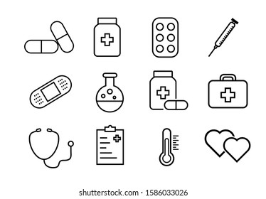 Pharmaceutical Icon Set Collection High Quality Stock Vector (Royalty ...