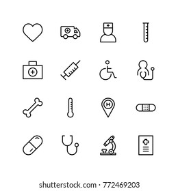 Pharmaceutical icon set. Collection of high quality black outline logo for web site design and mobile apps. Vector illustration on a white background.