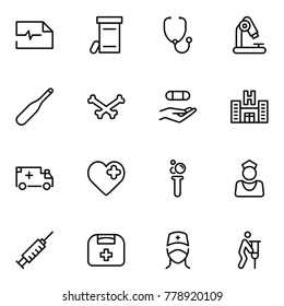 Pharmaceutical icon set. Collection of high quality black outline logo for web site design and mobile apps. Vector illustration on a white background.