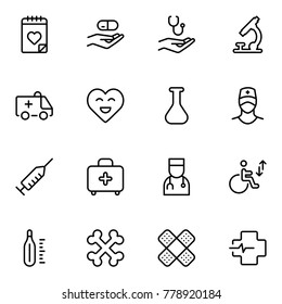 Pharmaceutical icon set. Collection of high quality black outline logo for web site design and mobile apps. Vector illustration on a white background.