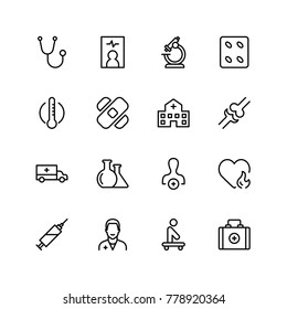 Pharmaceutical icon set. Collection of high quality black outline logo for web site design and mobile apps. Vector illustration on a white background.