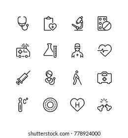 Pharmaceutical icon set. Collection of high quality black outline logo for web site design and mobile apps. Vector illustration on a white background.