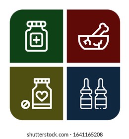 pharmaceutical icon set. Collection of Pills, Mortar, Medicine icons