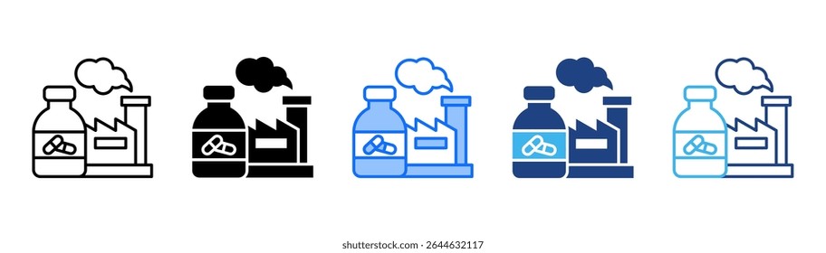 Coleção de vários estilos de conjunto de ícones farmacêuticos