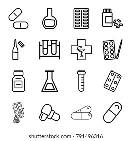 Pharmaceutical Icons Set 16 Editable Outline Stock Vector (Royalty Free ...