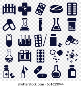 Pharmaceutical icons set. set of 25 pharmaceutical filled icons such as paints, test tube, pill, medical bottle, ampoule, medicine, medical pills, medicine bottle, pharmacy