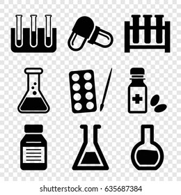 Pharmaceutical icons set. set of 9 pharmaceutical filled icons such as paints, pill, test tube, medicine bottle
