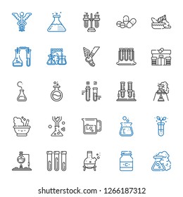 pharmaceutical icons set. Collection of pharmaceutical with flask, medicine, test tube, beaker, mortar, pharmacy, test tubes, hermes. Editable and scalable pharmaceutical icons.