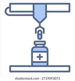 Ilustração do vetor do ícone azul da indústria farmacêutica