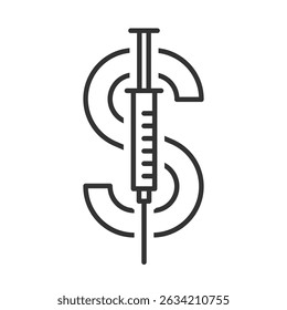 Farmaceutische industrie Zakelijke clip Pictogram, Vaccins Immunisatie Inoculatie Prijsconcept, Geïsoleerde lijn Vector Illustratie