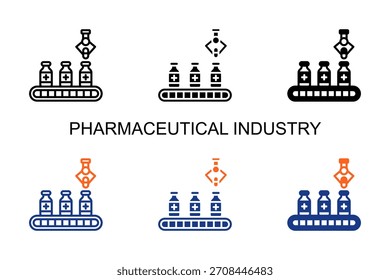 Pharmaceutical Industry Icon Multi Style Vector Illustration