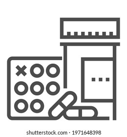 Pharmaceutical industry, square line vector icon.