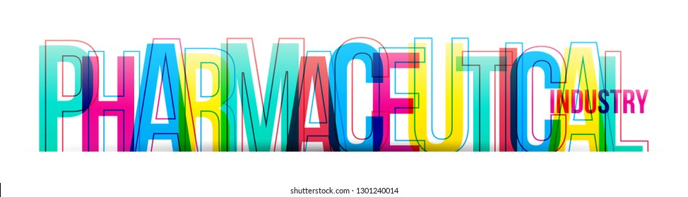 Pharmaceutical industry words vector isolated on a white background