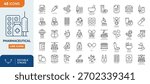 Pharmaceutical line editable icon set. Contain icons related to medial and pharmacy. Editable stroke. Vector illustration