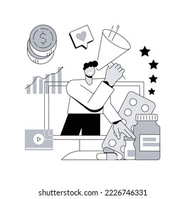 Pharmaceutical marketing abstract concept vector illustration. Pharmaceutical digital agency, medicine marketing strategy, drugs advertising, medical equipment market, promotion abstract metaphor.