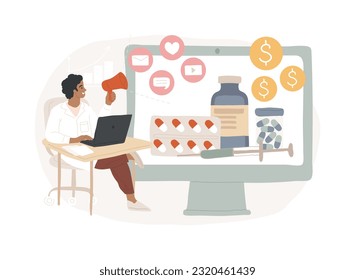 Pharmaceutical marketing isolated concept vector illustration. Pharmaceutical digital agency, medicine marketing strategy, drugs advertising, medical equipment market, promotion vector concept.