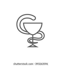 Pharmaceutical medical symbol line icon.