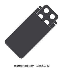 Pharmaceutical medication and medicine tablets in pack, vector silhouette