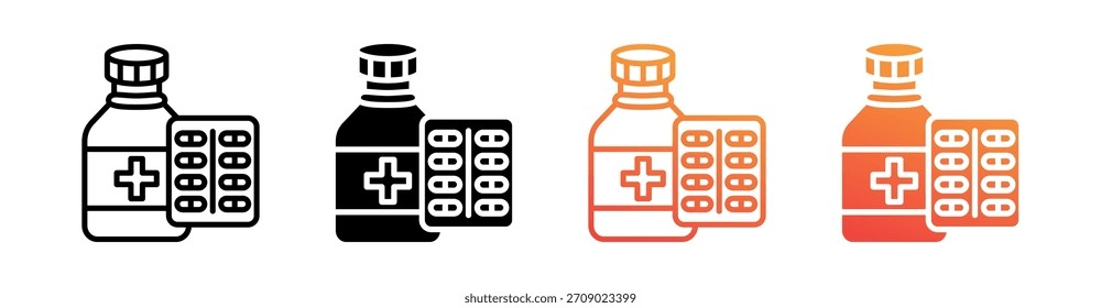 Vetor de Conjunto de Ícones de Vários Estilos no Setor Farmacêutico