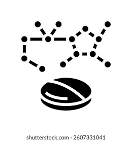pharmaceutical pill with molecular structure glyph icon vector. pharmaceutical pill with molecular structure sign. isolated symbol illustration