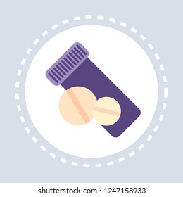 pharmaceutical pills or vitamins plastic packaging tube icon healthcare medical service logo medicine and health symbol concept flat