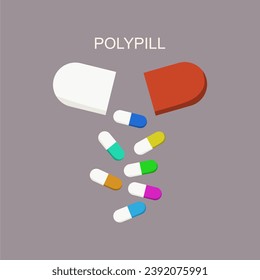 Darreichungsform mit offener Arzneikapsel. Viele Pillen im großen. Innovationen in der Pharmakologie.