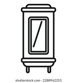 Vector de contorno de icono de la máquina de prensa farmacéutica. Acción automática. Equipo automático