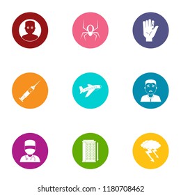 Pharmaceutical product icons set. Flat set of 9 pharmaceutical product vector icons for web isolated on white background