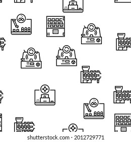 Pharmaceutical Production Factory Seamless Pattern Thin Line Illustration