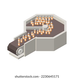 Composición isométrica de la producción farmacéutica con visión aislada de los aparatos de laboratorio médico ilustración vectorial