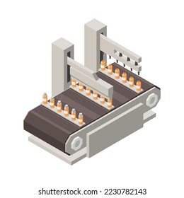 Pharmaceutical production isometric composition with isolated view of medical laboratory appliances vector illustration