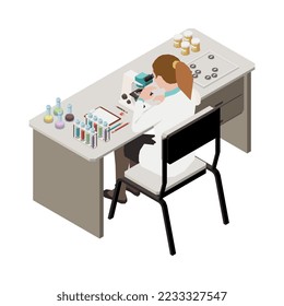 Pharmaceutical production isometric composition with isolated view of medical laboratory appliances vector illustration