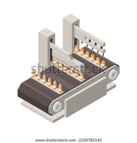Pharmaceutical production isometric composition with isolated view of medical laboratory appliances vector illustration