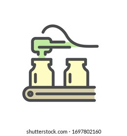 Producción farmacéutica y fabricación conjunto de iconos vectoriales, trazo editable.