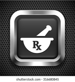 Pharmaceutical RX on Black Square Button