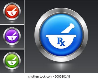 Pharmaceutical RX on Blue Round Button