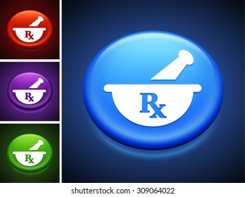 Pharmaceutical RX on Blue Round Button