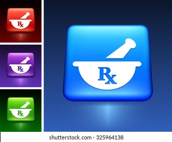 Pharmaceutical RX on Blue Square Button