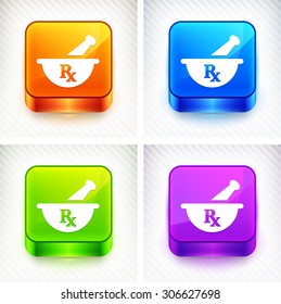 Pharmaceutical RX on Color Square Buttons
