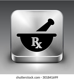Pharmaceutical RX on Silver Square Button