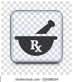 Pharmaceutical RX on Transparent Square Button