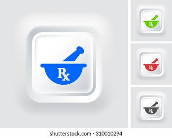 Pharmaceutical RX on White Square Button