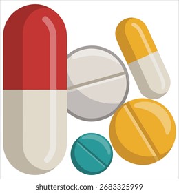 Pharmazeutische Tablette, Vektorgrafik, isoliert, einfarbig