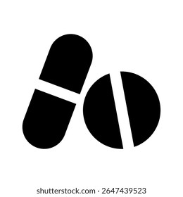 Comprimidos e cápsulas farmacêuticas em diferentes formas, símbolos de cuidados de saúde e tratamento médico, ícones de medicamentos