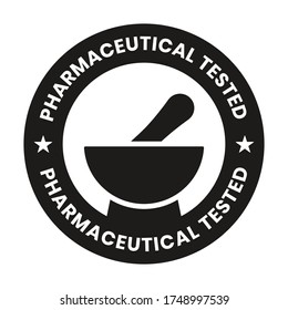 Pharmaceutical tested product stamp label flat icon for apps or websites